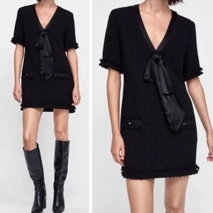 Zara | Black Mod Tweed Mini Dress S